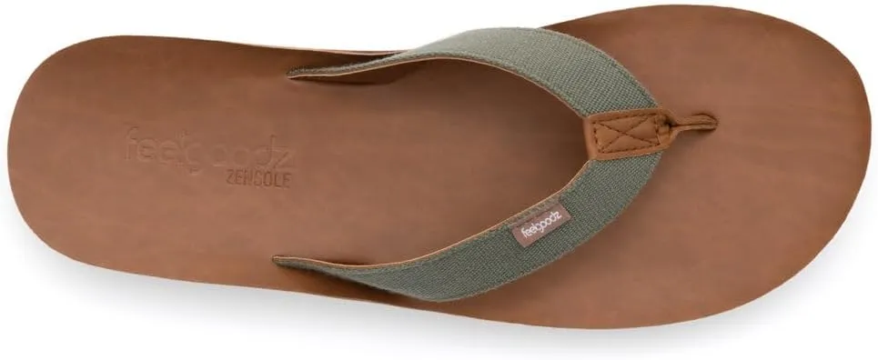 Feelgoodz Men's Zensole Kinderz Water-resistant Vegan Leather/Natural Rubber Flip Flops