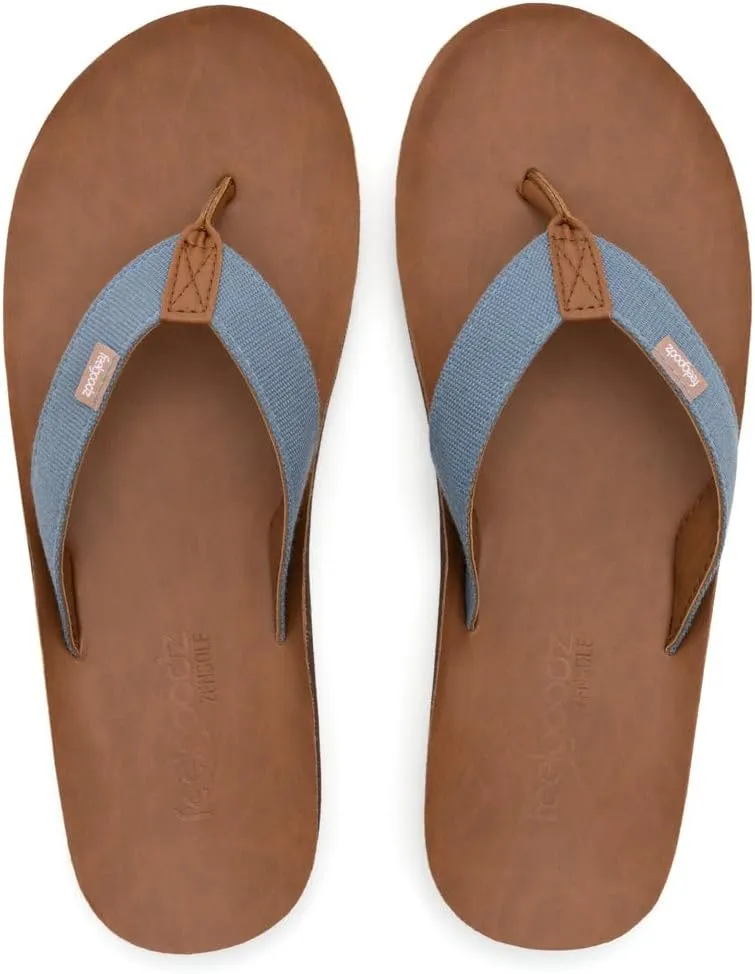Feelgoodz Men's Zensole Kinderz Water-resistant Vegan Leather/Natural Rubber Flip Flops