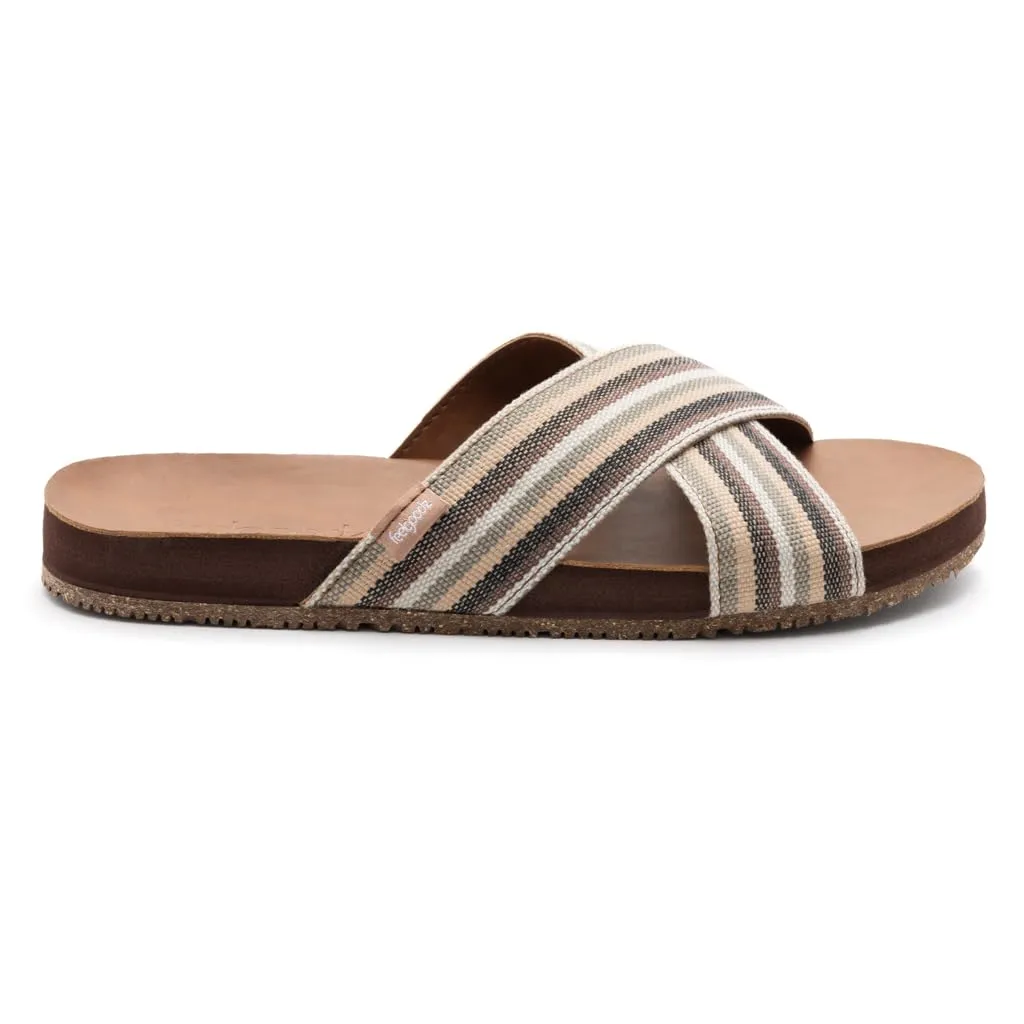 Feelgoodz Women's Zensole Cascades Natural Rubber Strap Slide Sandals (Sandbar, Size 7)