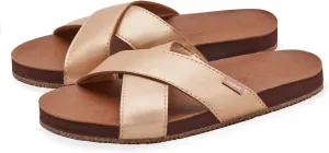 Feelgoodz Women's Zensole Cascades Natural Rubber Strap Slide Sandals (Sweetgrass, Size 8)