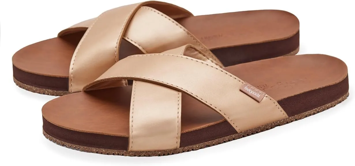 Feelgoodz Women's Zensole Cascades Natural Rubber Strap Slide Sandals (Sweetgrass, Size 8)