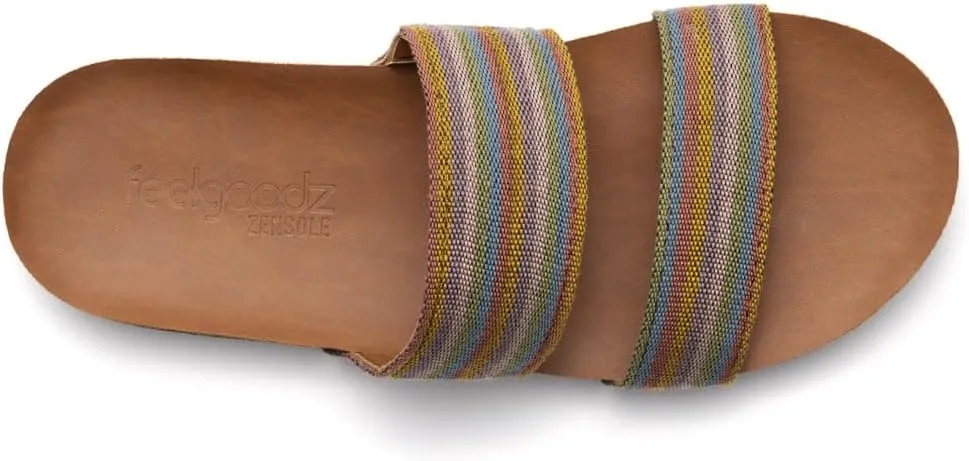 Feelgoodz Women's Zensole Vistas Natural Rubber Strap Slide Sandals