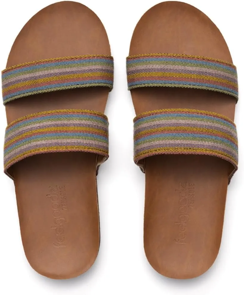 Feelgoodz Women's Zensole Vistas Natural Rubber Strap Slide Sandals