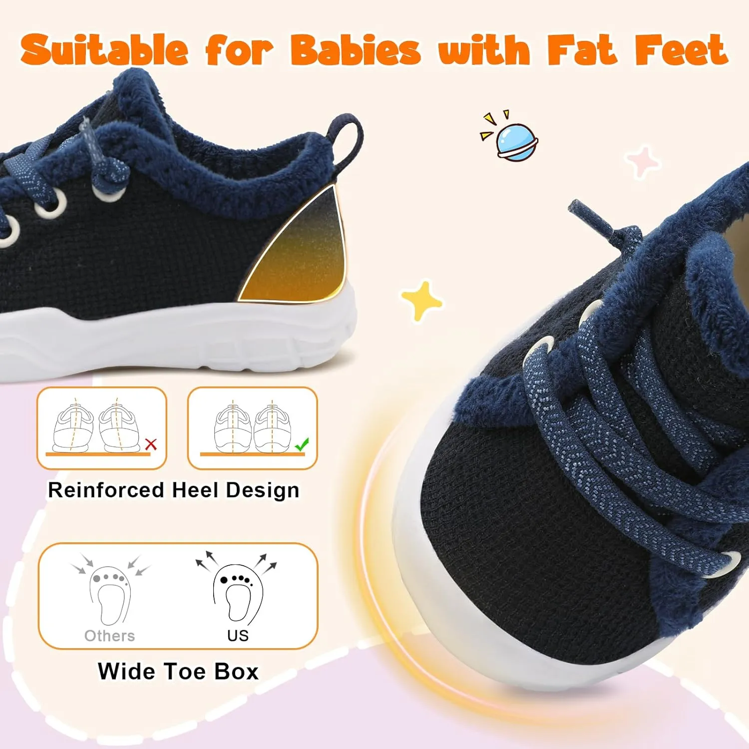 FEETCITY Wide Boys & Girls Winter Shoes - Barefoot & Walking Shoes, Slip On, Tennis Design