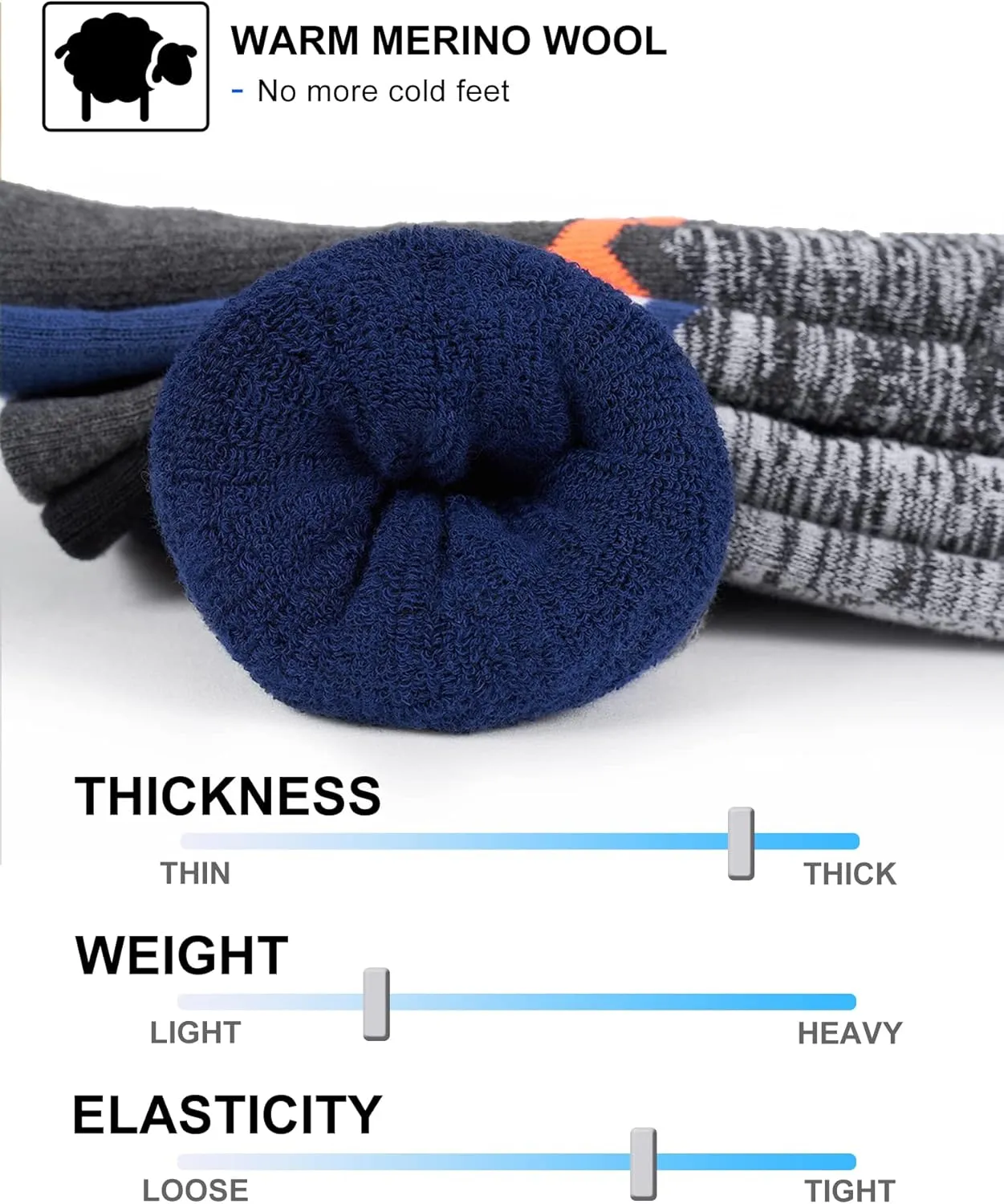 FITRELL 2/3 Pack Merino Wool Ski Socks for Snowboarding, Full Cushioned Winter Thermal Knee-high Warm Socks for Men and Women