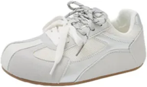 Flat Walking Workout Tennis Casual Sneakers for Women & Teen Girls - Non Slip Lace Up Breathable Mesh Walking Shoes with Arch Support, Kawaii Neutral Retro Trendy Athleisure Streetwear for Gym Hiking