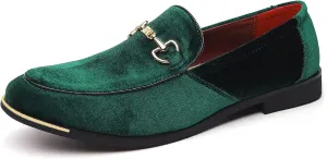 FLQL Men's Luxury Velvet Penny Loafers Shoes Embroidery Suede Dress Loafers Daily Boats Shoes for Party Wedding Prom Size 7-13