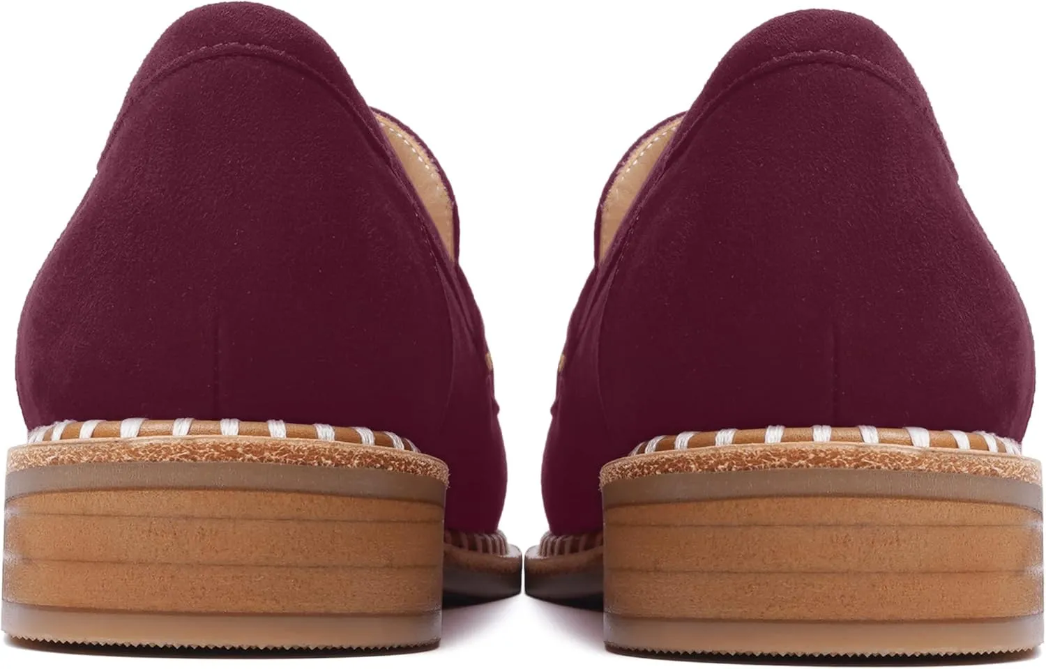 FOGEENA Womens Penny Round Toe Casual Fashion Slip On Suede Leather Chunky Low Heel Loafers Dress Shoes 1 Inch