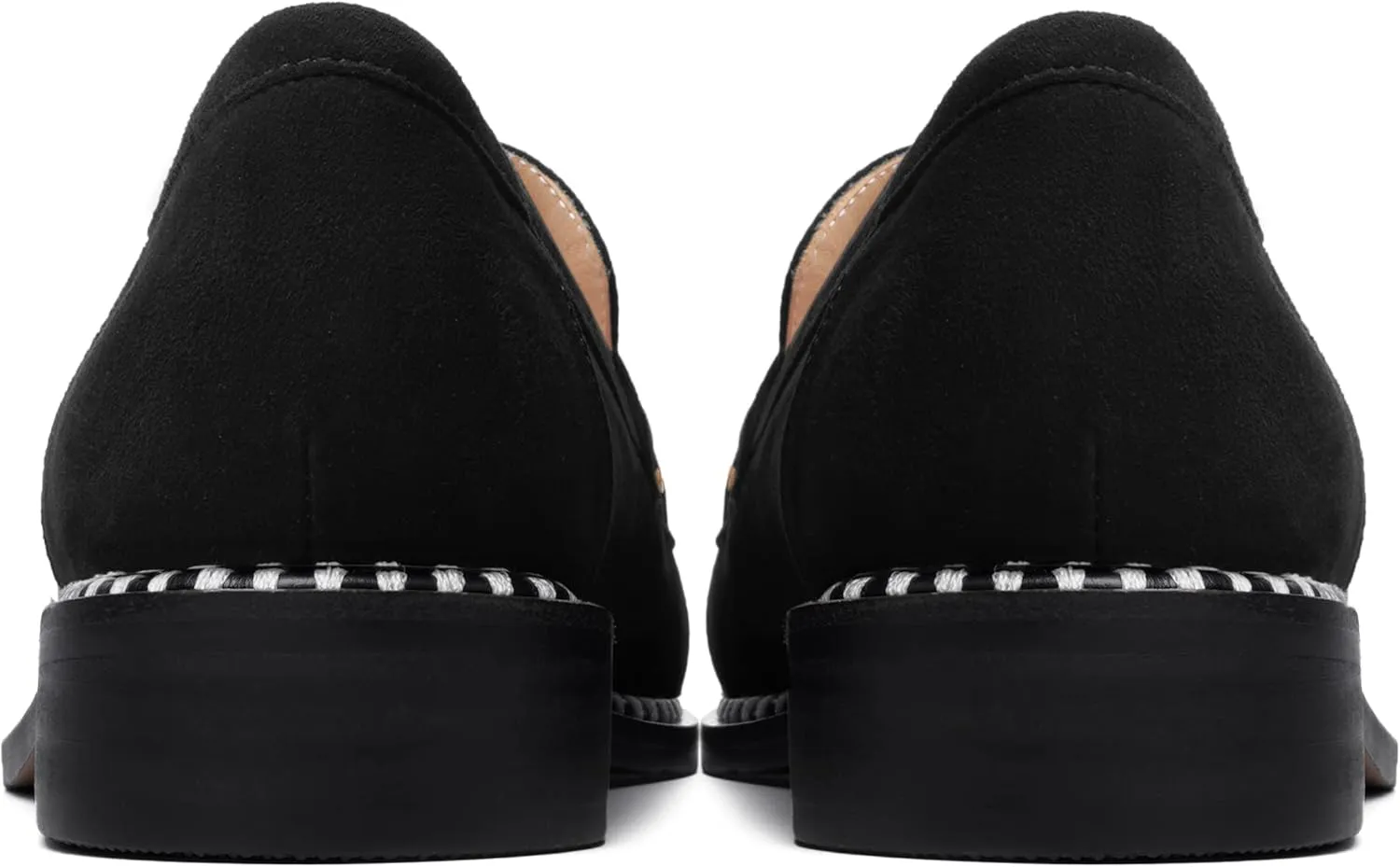 FOGEENA Womens Penny Round Toe Casual Fashion Slip On Suede Leather Chunky Low Heel Loafers Dress Shoes 1 Inch