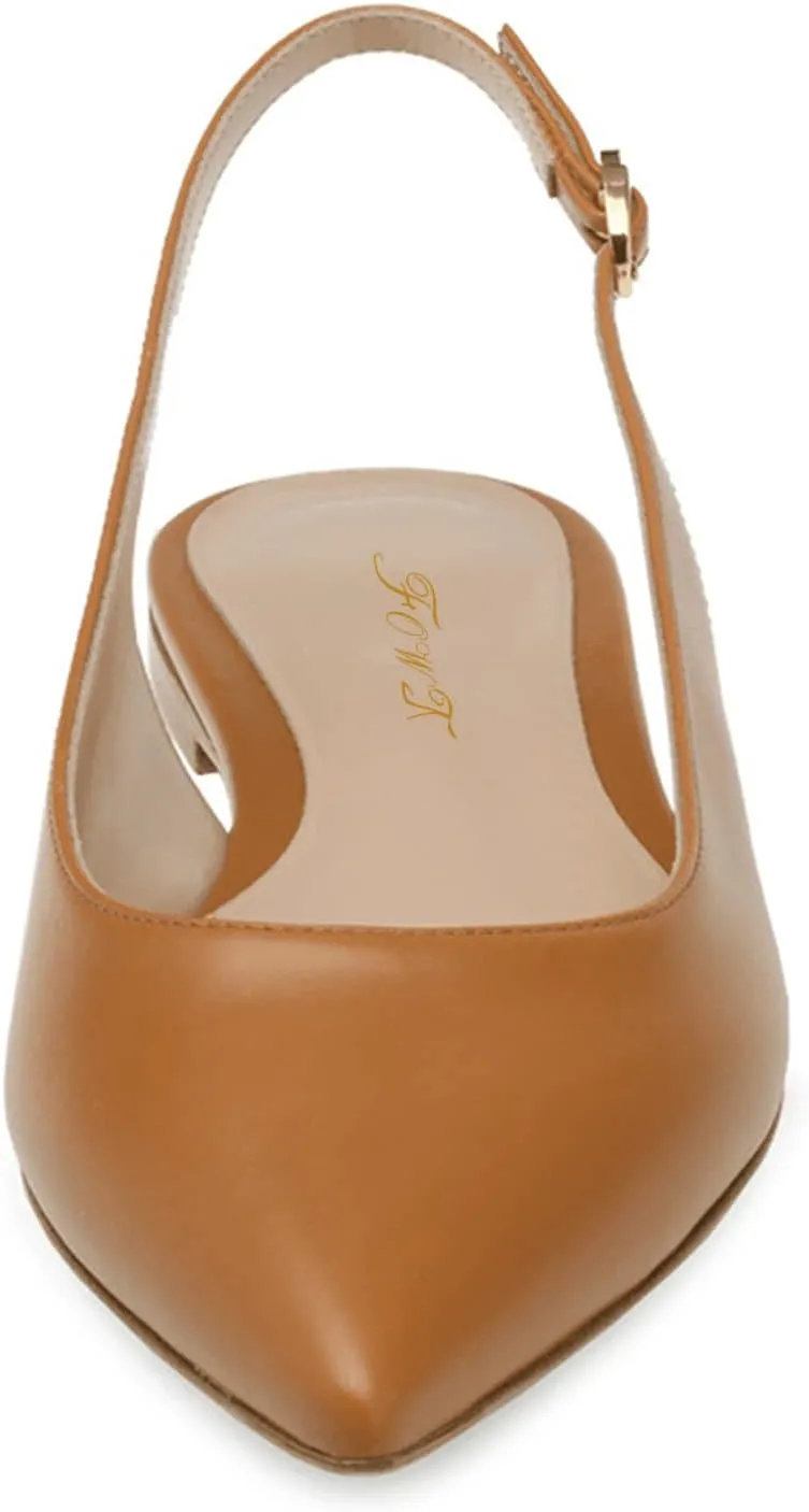 FOWT Simple Closed Pointed Toe Slingback Buckle Strap Womens Flats Comfort Casual Daily Mules Shoes Ladies Slip on Sandals for Dressy Driving Commuting Travel, US Size 4-16 M