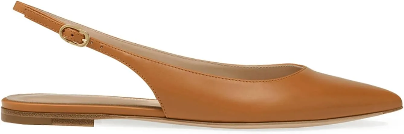 FOWT Simple Closed Pointed Toe Slingback Buckle Strap Womens Flats Comfort Casual Daily Mules Shoes Ladies Slip on Sandals for Dressy Driving Commuting Travel, US Size 4-16 M
