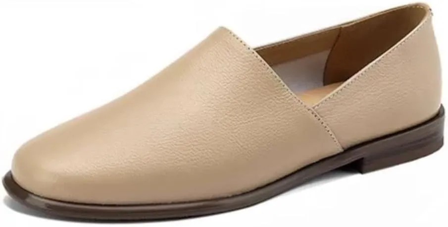 FOWT Women Fashion Closed Almond Toe Pumps Solid Color Loafer Flats Slip On Cozy Party Dress Office Shoes Size 4-16 US