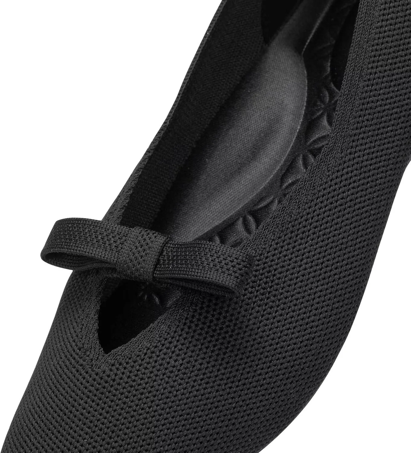 Frank Mully Women's Knitted Flats with Bow Pointed Toe Ballet Shoes Soft Fabric Ballerina Dressy Flats for Women