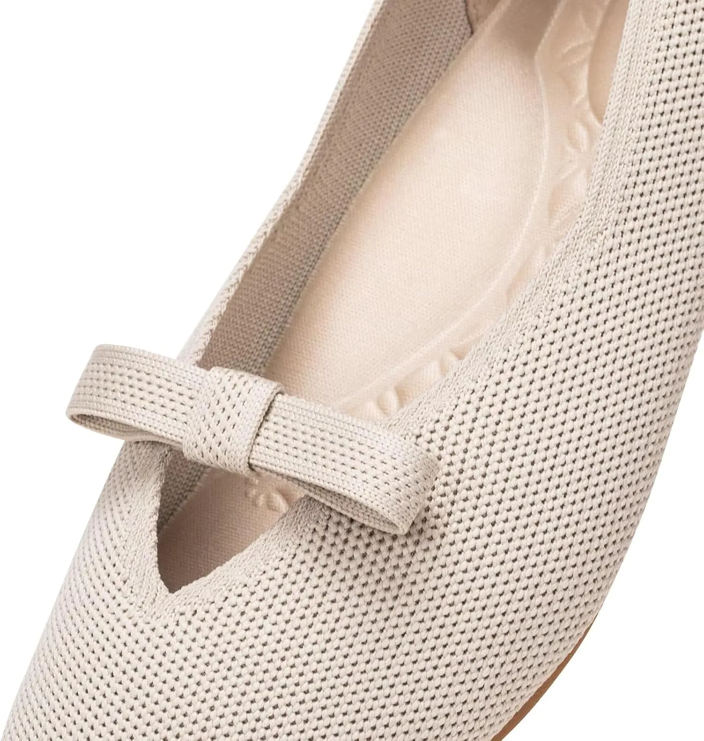 Frank Mully Women's Knitted Flats with Bow Pointed Toe Ballet Shoes Soft Fabric Ballerina Dressy Flats for Women