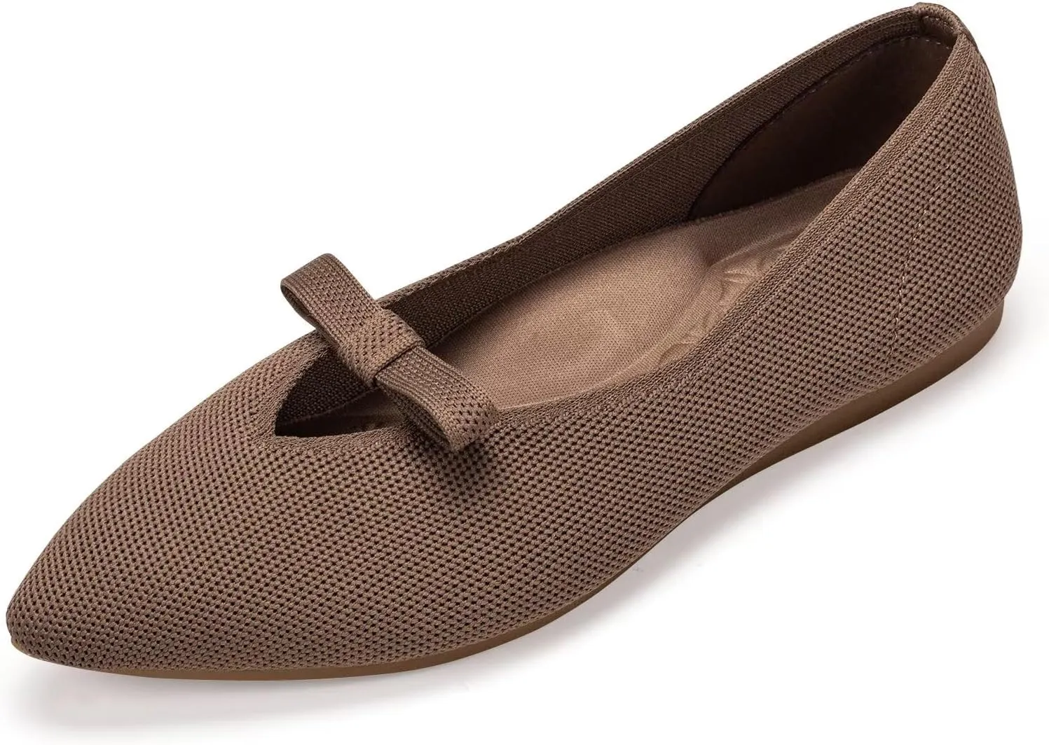 Frank Mully Women's Knitted Flats with Bow Pointed Toe Ballet Shoes Soft Fabric Ballerina Dressy Flats for Women