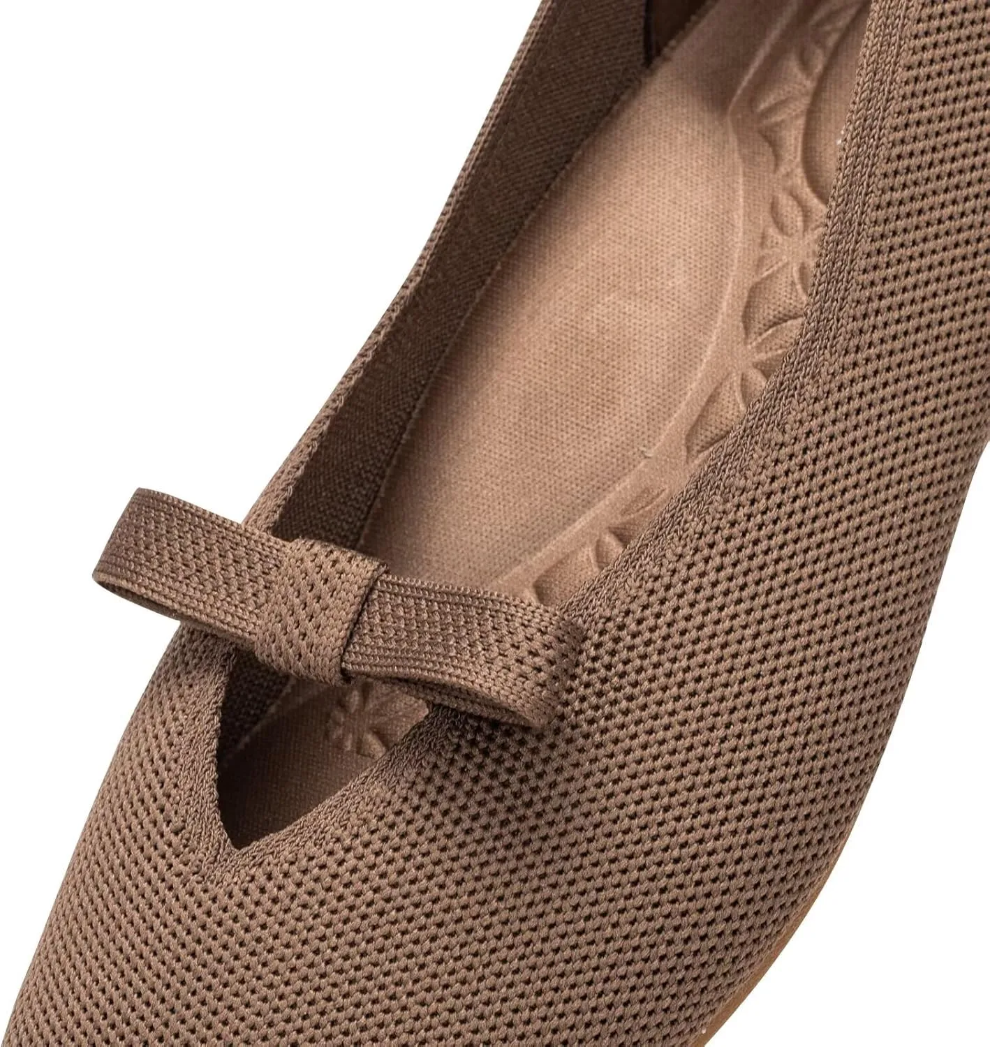 Frank Mully Women's Knitted Flats with Bow Pointed Toe Ballet Shoes Soft Fabric Ballerina Dressy Flats for Women