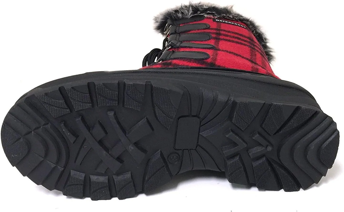 G4U-CDS Women's Winter Boots Cold Weather Insulated Flannel Plaid Lace up Waterproof Snow Fur Duck Shoes