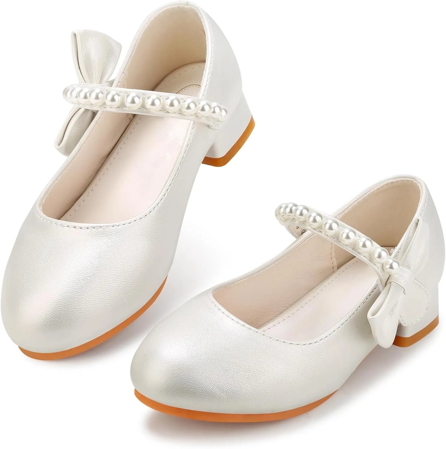 Girls Dress Shoes Mary Jane Princess Shoes Girls' Flats Glitter Low Heels Flower Wedding Party Footwear for Toddler Little/Big Kid
