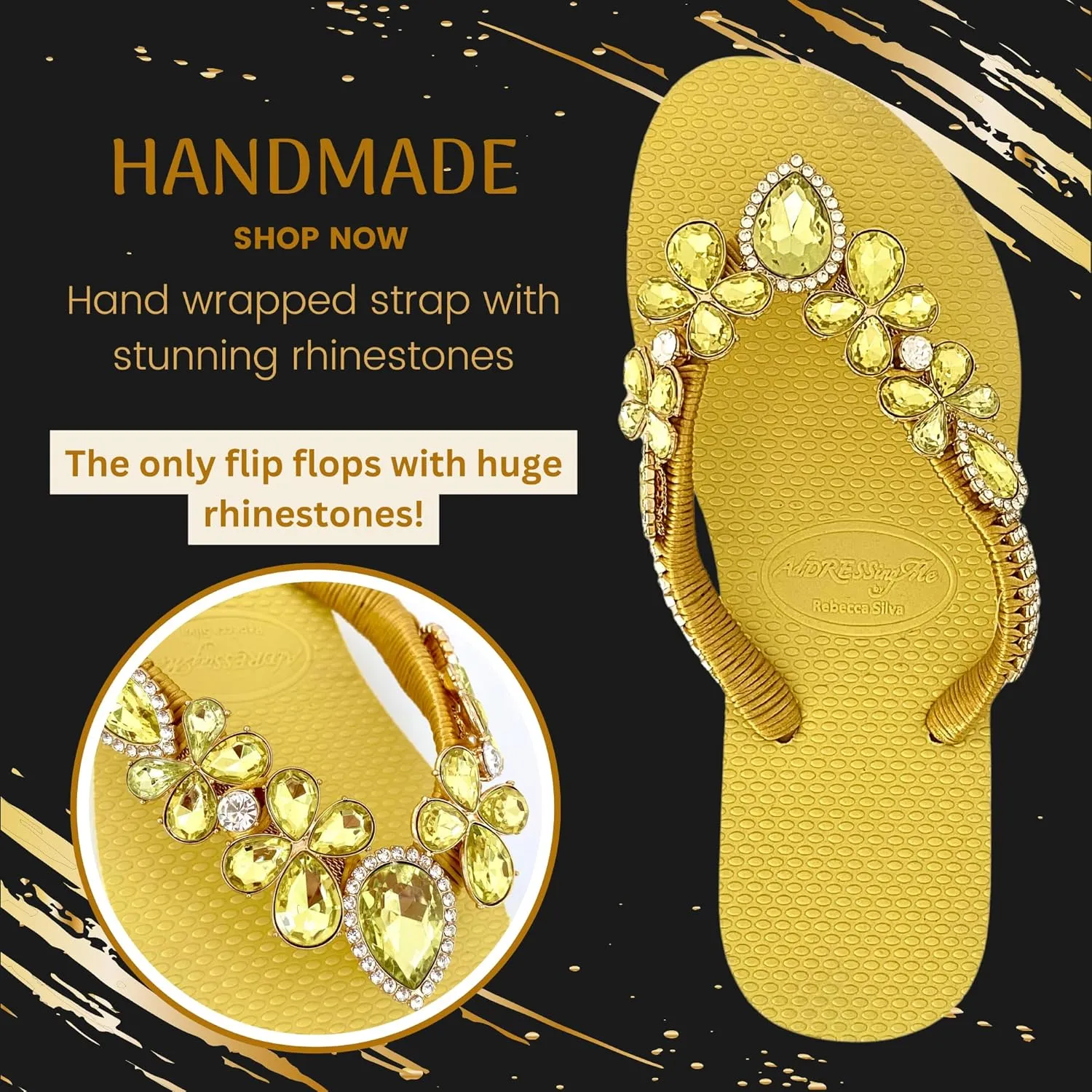 Glam Rhinestones Flip Flops For Women