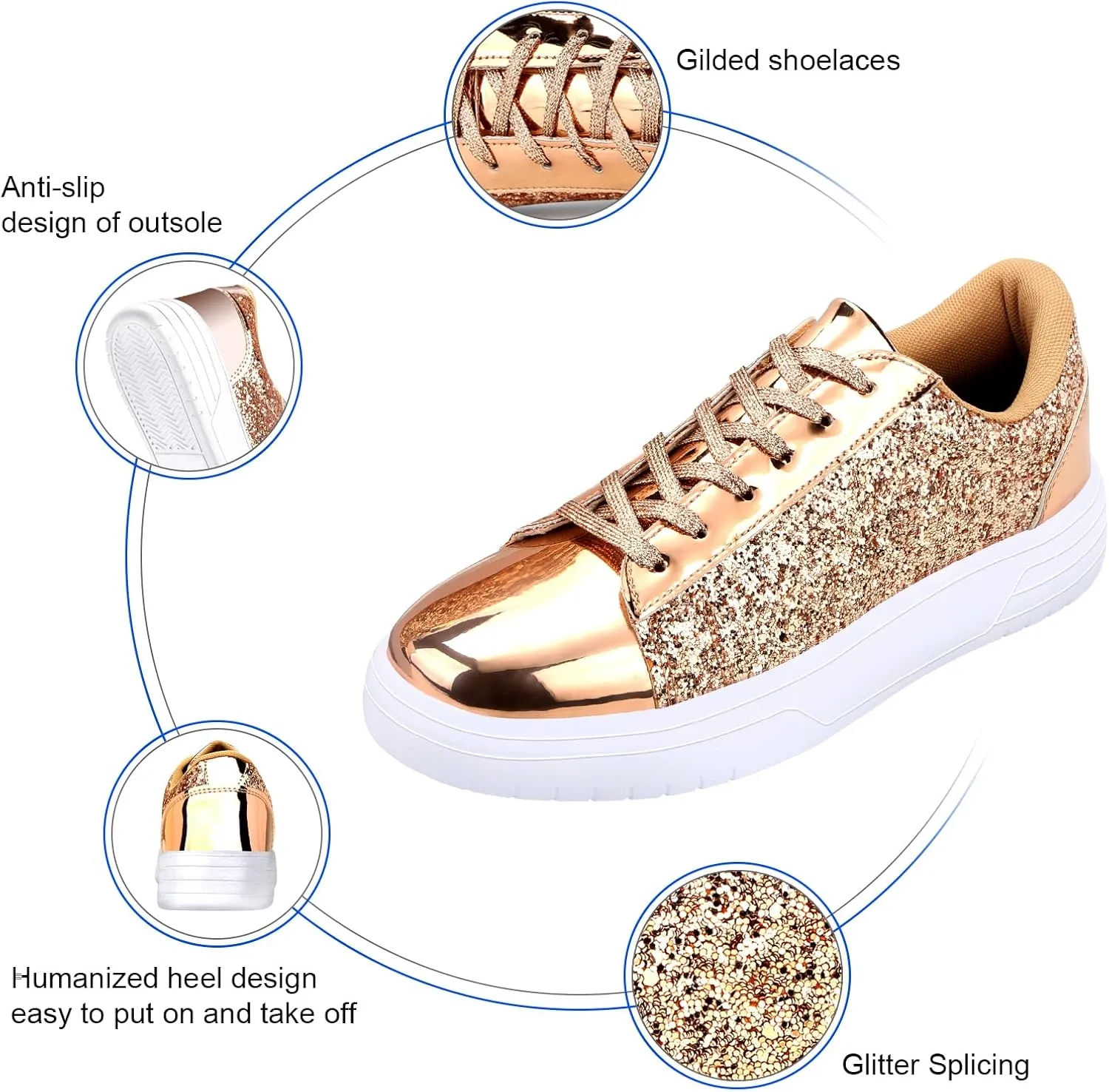 Glitter Sneakers for Women - Sparkly Bling Sequin Sneakers for Wedding, Party & Casual Wear