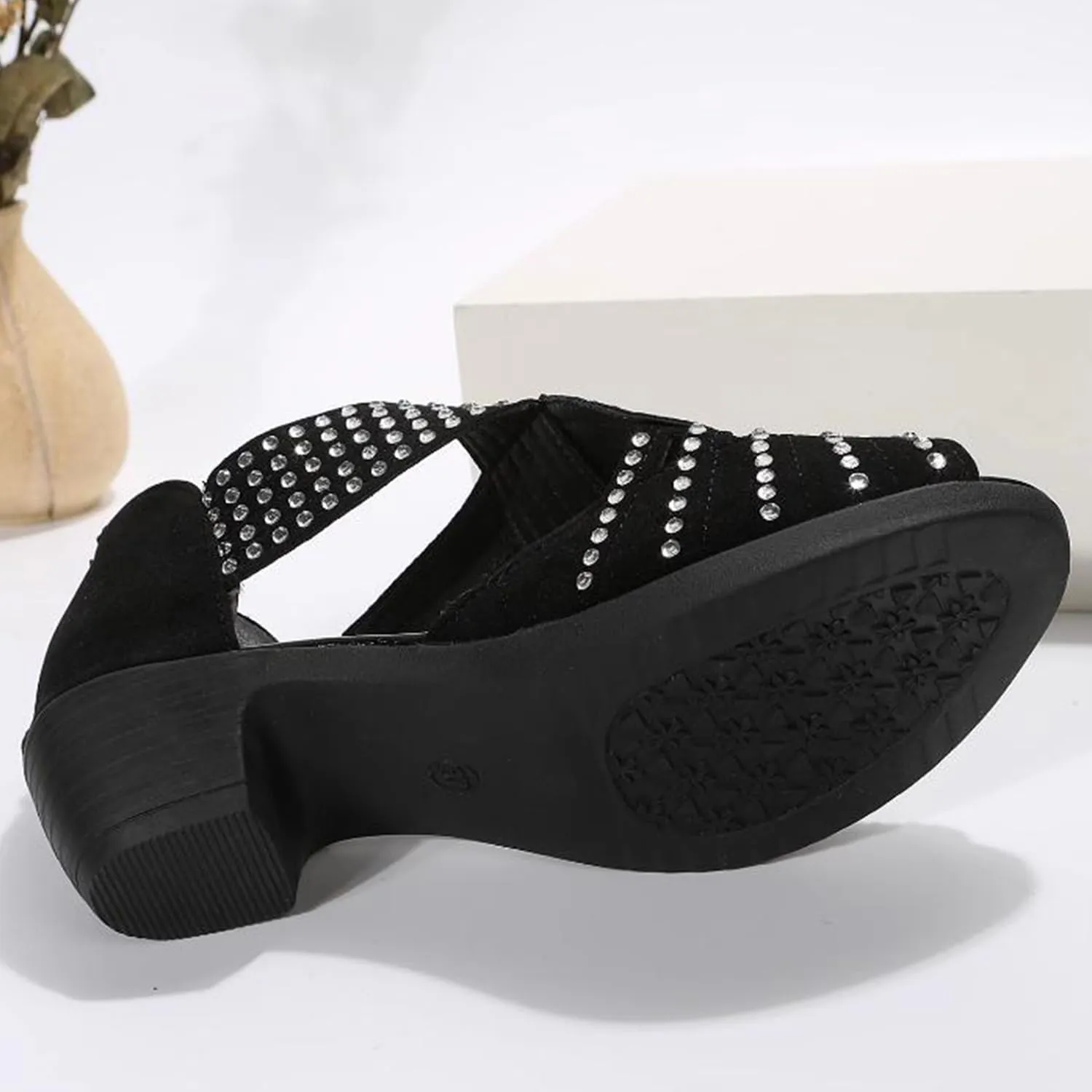 Glow Step Orthopedic Low Heel Cut-Out Sandals, Womens Sandals with Arch Support, Fish Mouth High Heel Sandals for Women