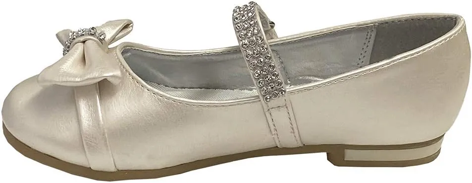 Gwen & Zoe Girl Dress Flats Shoes for Weddings, Christmas and Parties - Big and Little Girl Flats, Toddler, First Communion with Rhinestone Strap