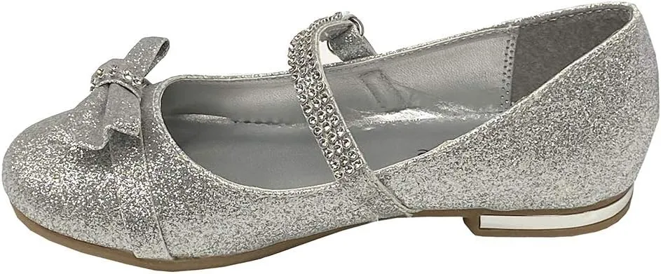 Gwen & Zoe Girl Dress Flats Shoes for Weddings, Christmas and Parties - Big and Little Girl Flats, Toddler, First Communion with Rhinestone Strap