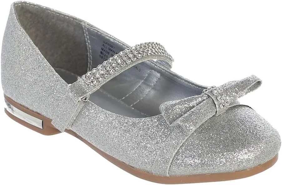 Gwen & Zoe Girl Dress Flats Shoes for Weddings, Christmas and Parties - Big and Little Girl Flats, Toddler, First Communion with Rhinestone Strap