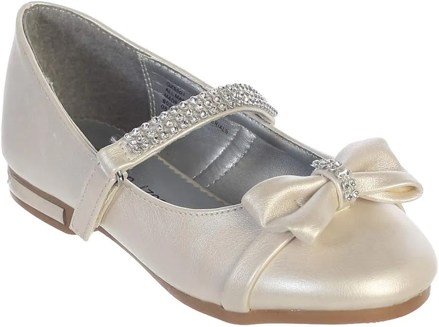 Gwen & Zoe Girl Dress Flats Shoes for Weddings, Christmas and Parties - Big and Little Girl Flats, Toddler, First Communion with Rhinestone Strap