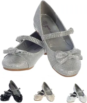 Gwen & Zoe Girl Dress Flats Shoes for Weddings, Christmas and Parties - Big and Little Girl Flats, Toddler, First Communion with Rhinestone Strap