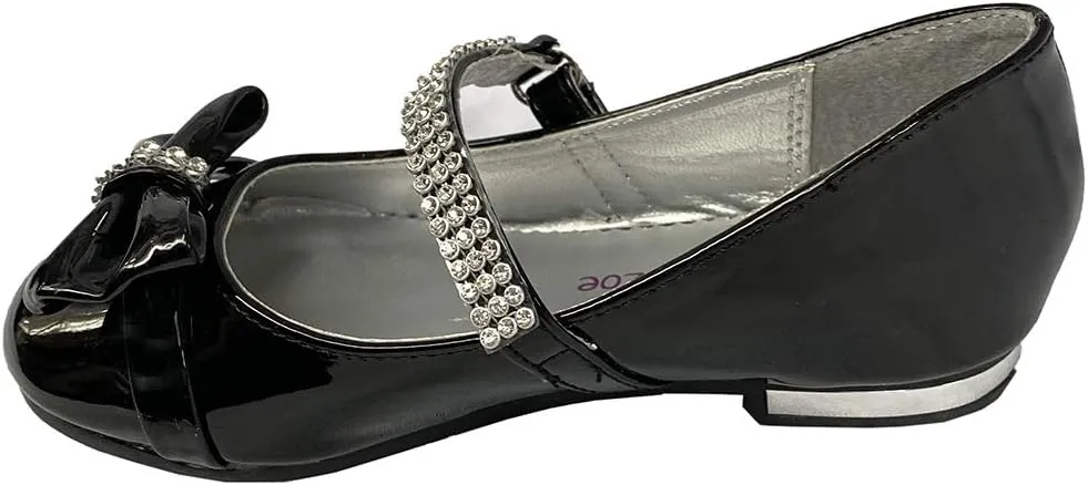 Gwen & Zoe Girl Dress Flats Shoes for Weddings, Christmas and Parties - Big and Little Girl Flats, Toddler, First Communion with Rhinestone Strap