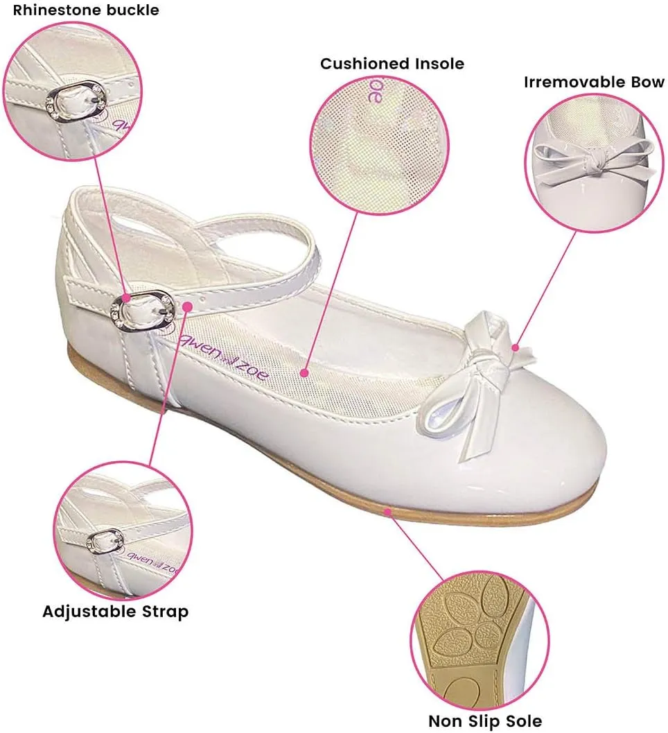 Gwen & Zoe Girl Dress Flats Shoes for Weddings, Christmas, First Communion, Easter, Flower Girl - Big and Little Girl Flats, Toddler, Kids Ballet Flats with Strap