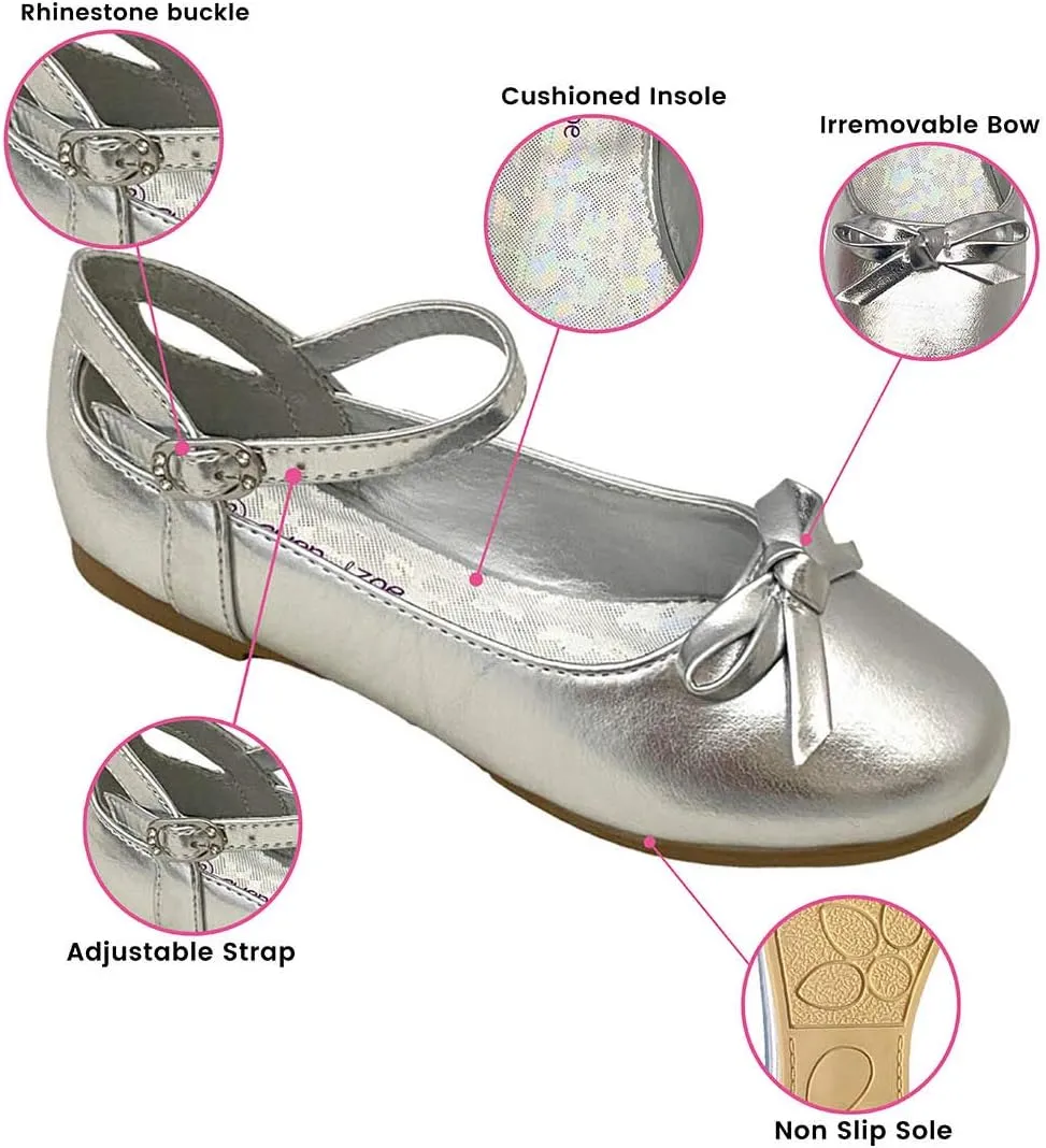 Gwen & Zoe Girl Dress Flats Shoes for Weddings, Christmas, First Communion, Easter, Flower Girl - Big and Little Girl Flats, Toddler, Kids Ballet Flats with Strap