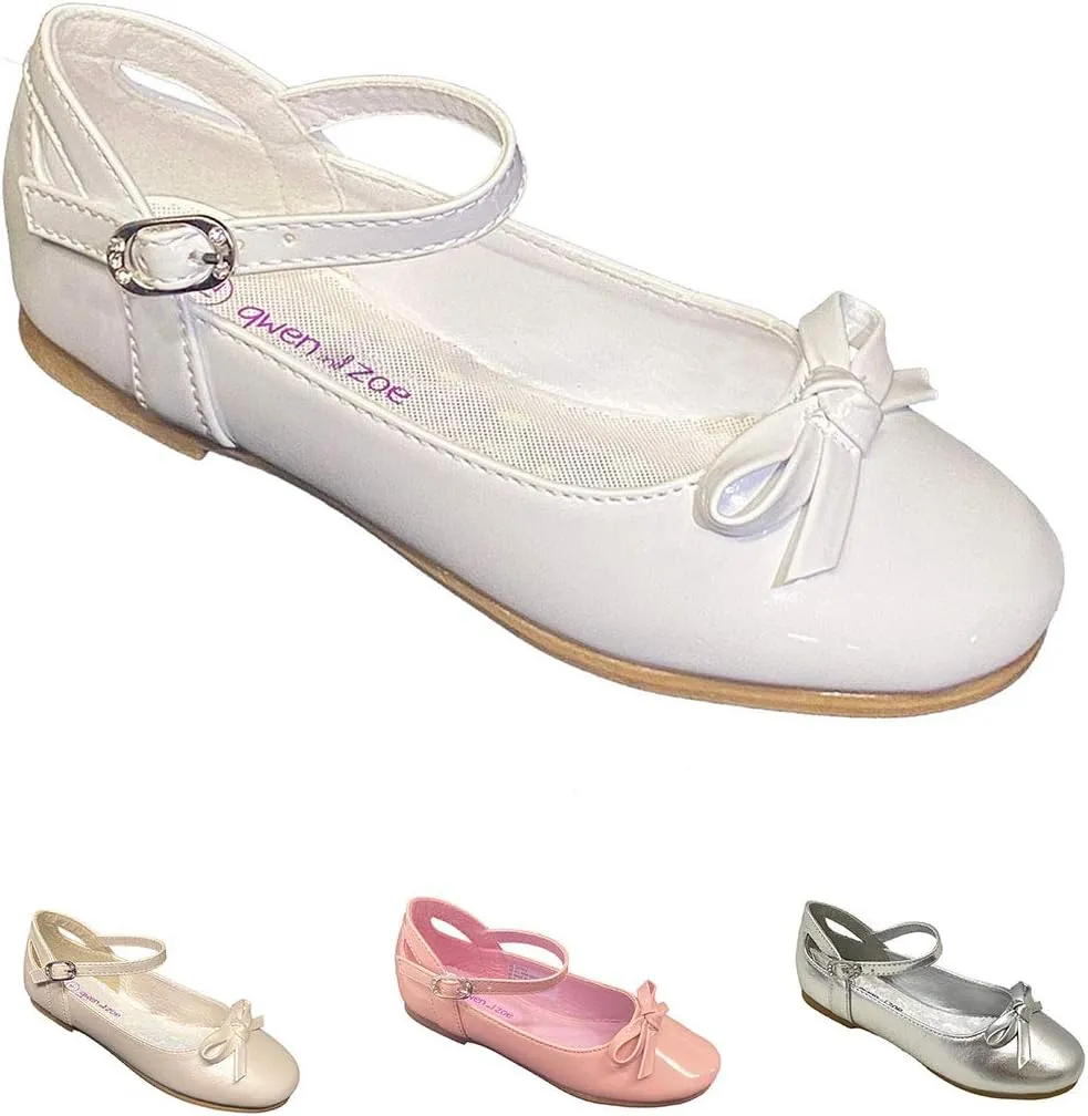 Gwen & Zoe Girl Dress Flats Shoes for Weddings, Christmas, First Communion, Easter, Flower Girl - Big and Little Girl Flats, Toddler, Kids Ballet Flats with Strap