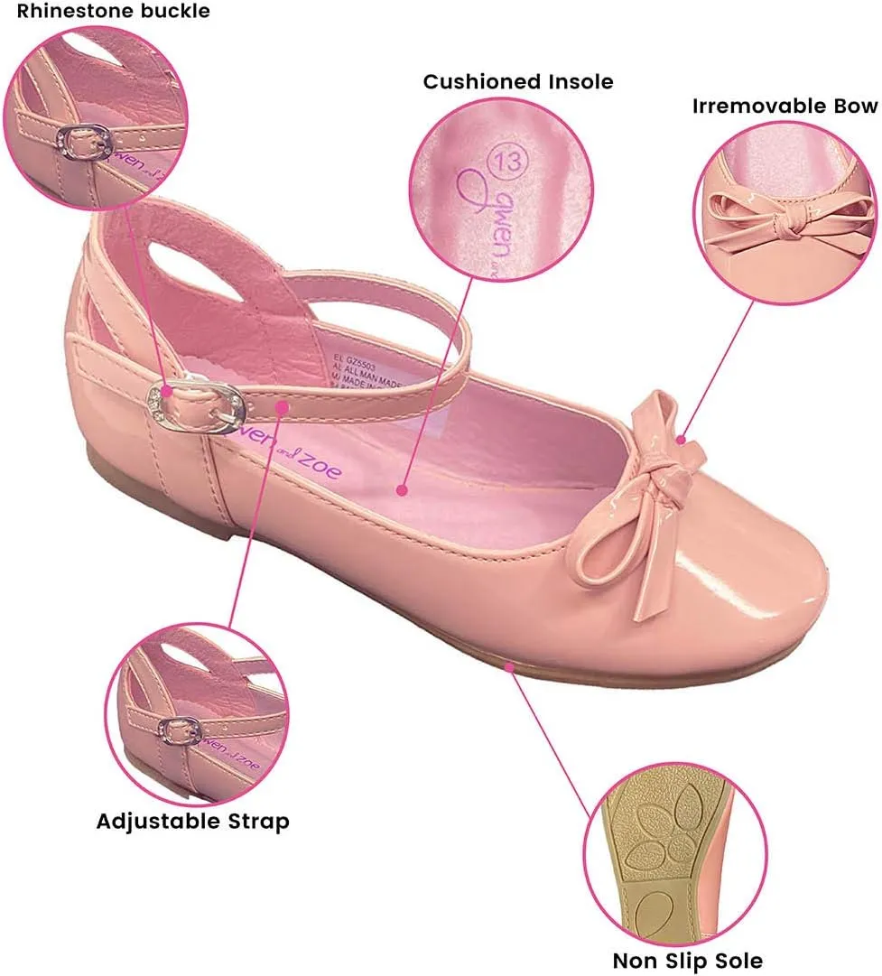 Gwen & Zoe Girl Dress Flats Shoes for Weddings, Christmas, First Communion, Easter, Flower Girl - Big and Little Girl Flats, Toddler, Kids Ballet Flats with Strap