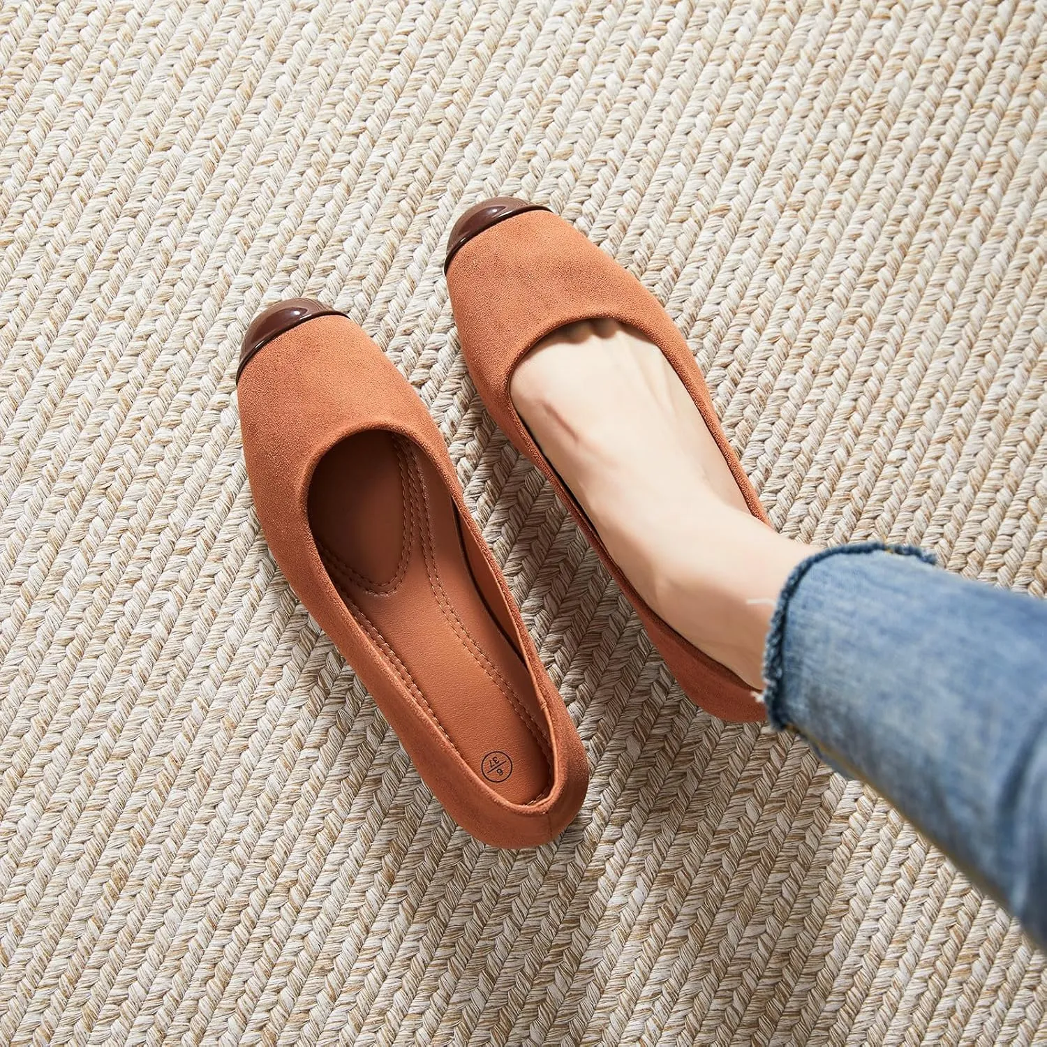 hash bubbie Women's Flats Shoes Ballet Flats Womens Round Toe Memory Foam Comfortable Dress Shoes Faux Suede Slip on Loafers for Women