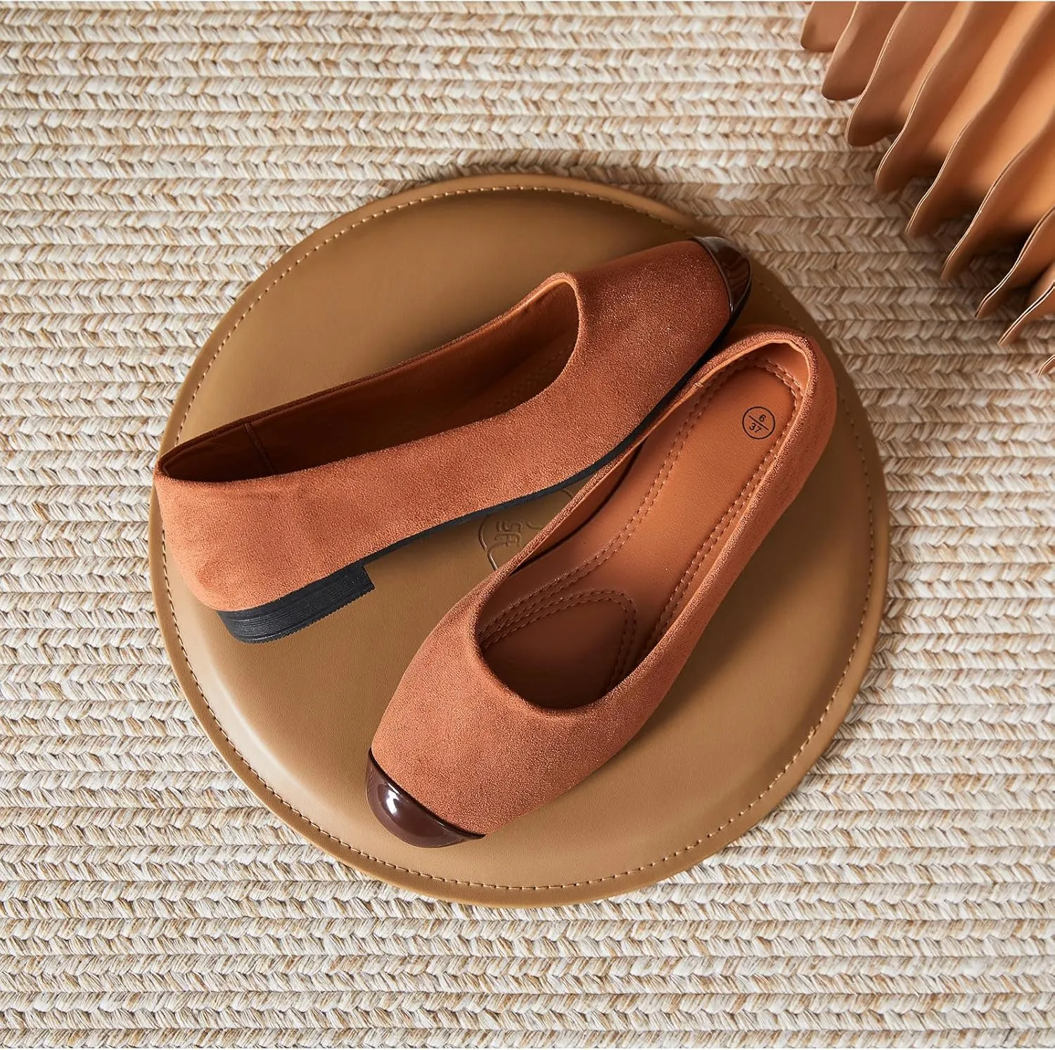 hash bubbie Women's Flats Shoes Ballet Flats Womens Round Toe Memory Foam Comfortable Dress Shoes Faux Suede Slip on Loafers for Women