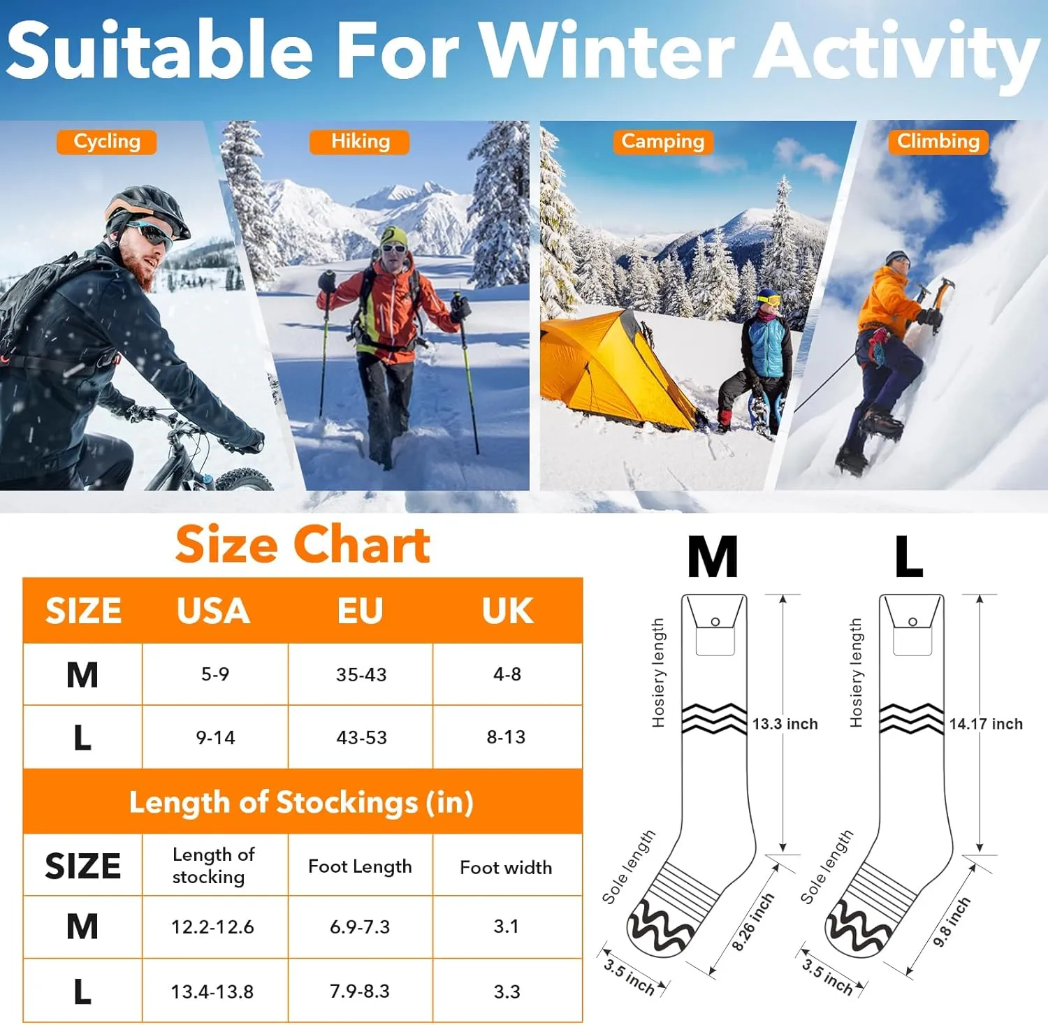 Heated Socks for Men & Women, APP-Controlled 5000mAh Rechargeable Electric Socks, Winter Thermal Foot Warmers for Skiing, Hiking, Camping