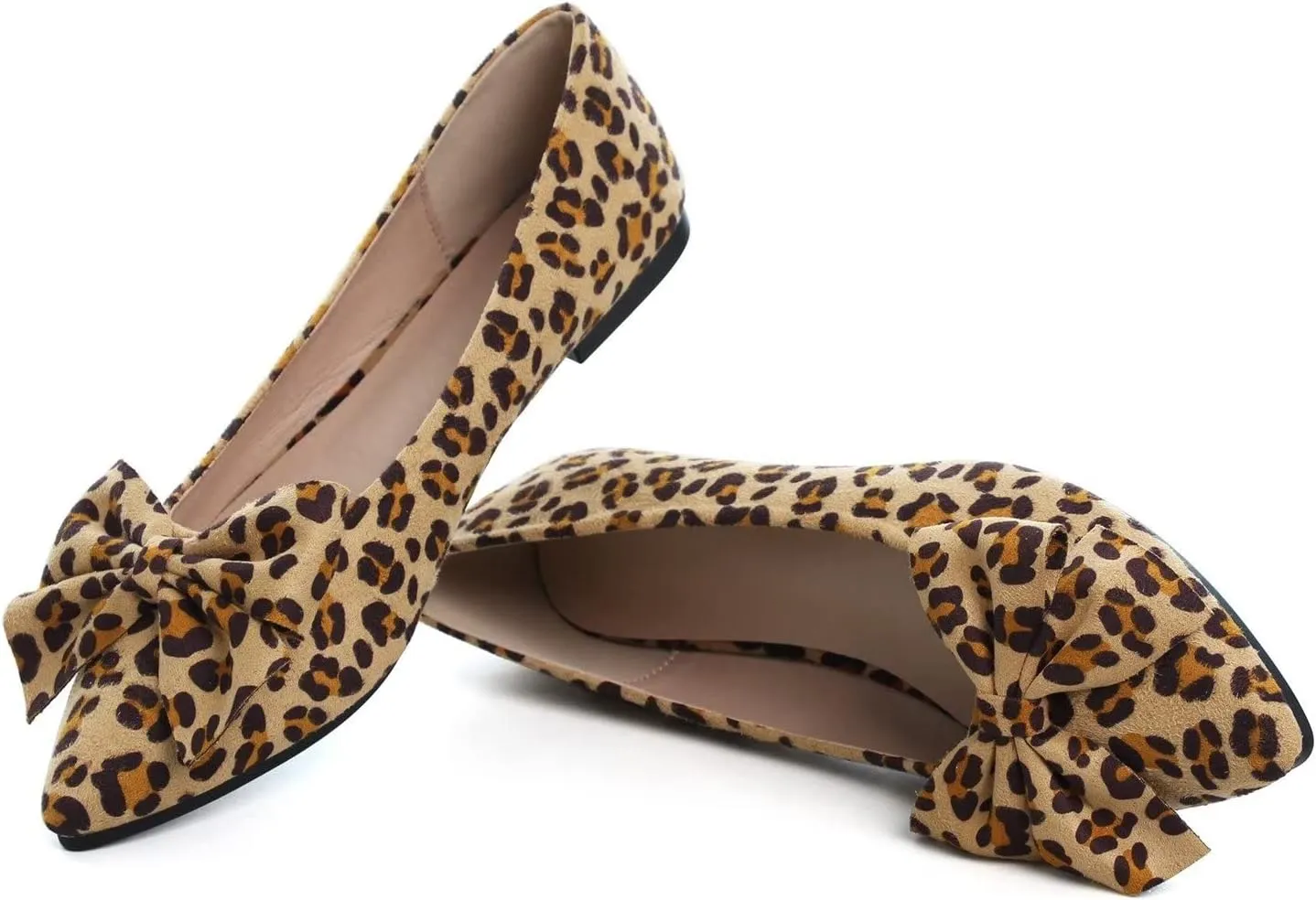 Hee grand Bowknot Flats for Women Pointed Toe Ballet Shoes Soft Slip on Loafers Suede Dress Shoes