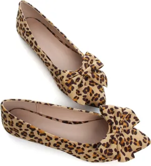 Hee grand Bowknot Flats for Women Pointed Toe Ballet Shoes Soft Slip on Loafers Suede Dress Shoes