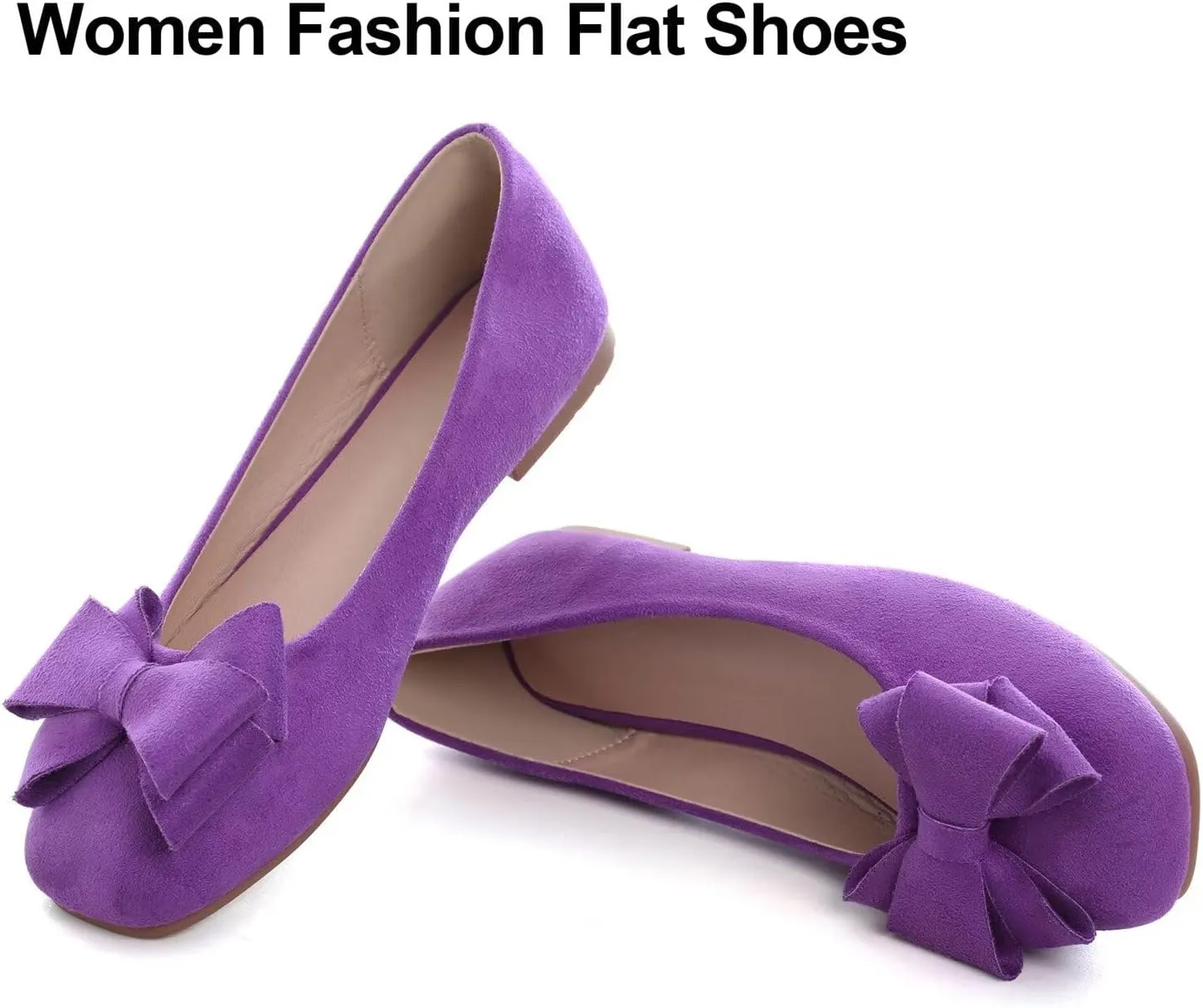 Hee grand Classic Solid Square Toe Ballet Flats for Women Comfort Casual Flats Lightweight Slip on Loafers Suede Dress Shoes