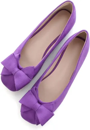 Hee grand Classic Solid Square Toe Ballet Flats for Women Comfort Casual Flats Lightweight Slip on Loafers Suede Dress Shoes