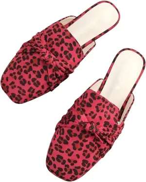 Hee grand Mules for Women Bowtie Mule Slippers Summer Square Toe Slip On Loafers Casual Suede Clogs Slides