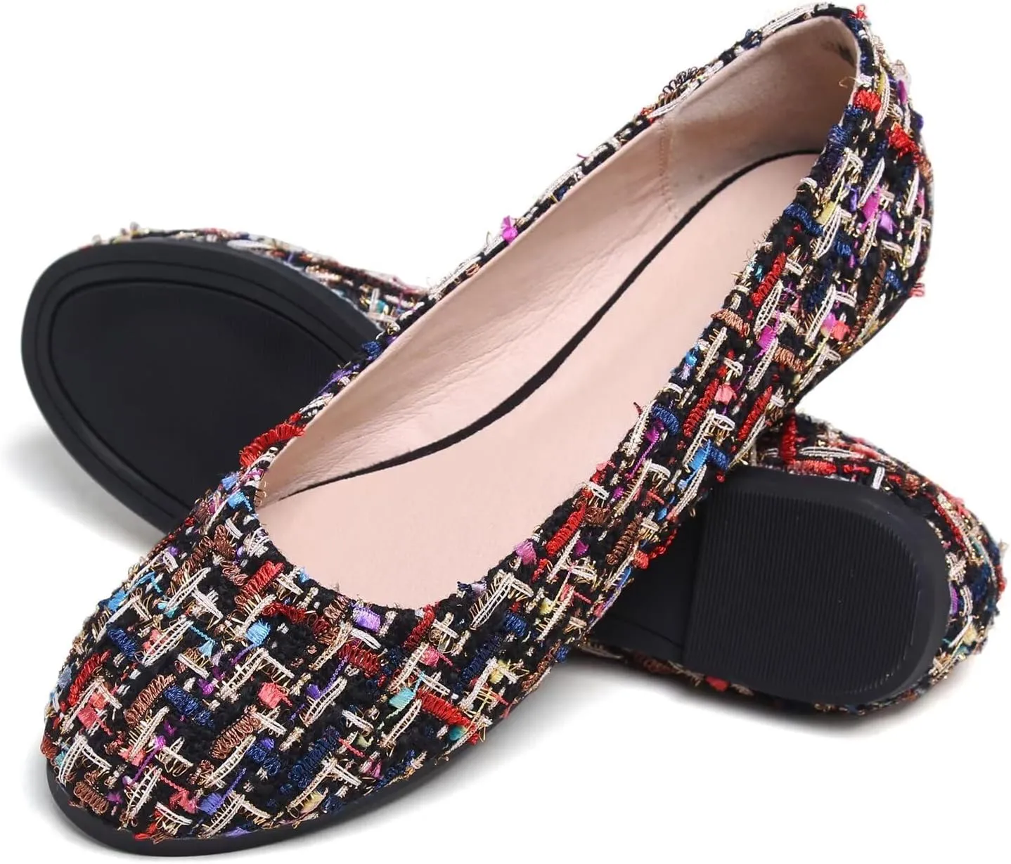 Hee grand Women Cute Slip-On Ballet Shoes Soft Solid Classic Round Toe Flats Comfort Lightweight Loafers Suede Dress Shoes