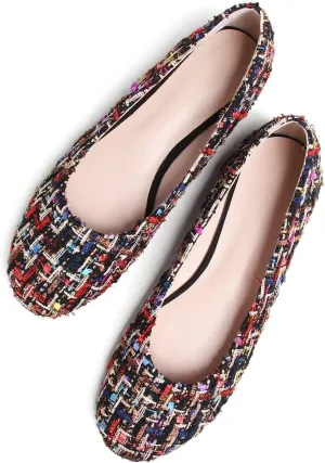 Hee grand Women Cute Slip-On Ballet Shoes Soft Solid Classic Round Toe Flats Comfort Lightweight Loafers Suede Dress Shoes
