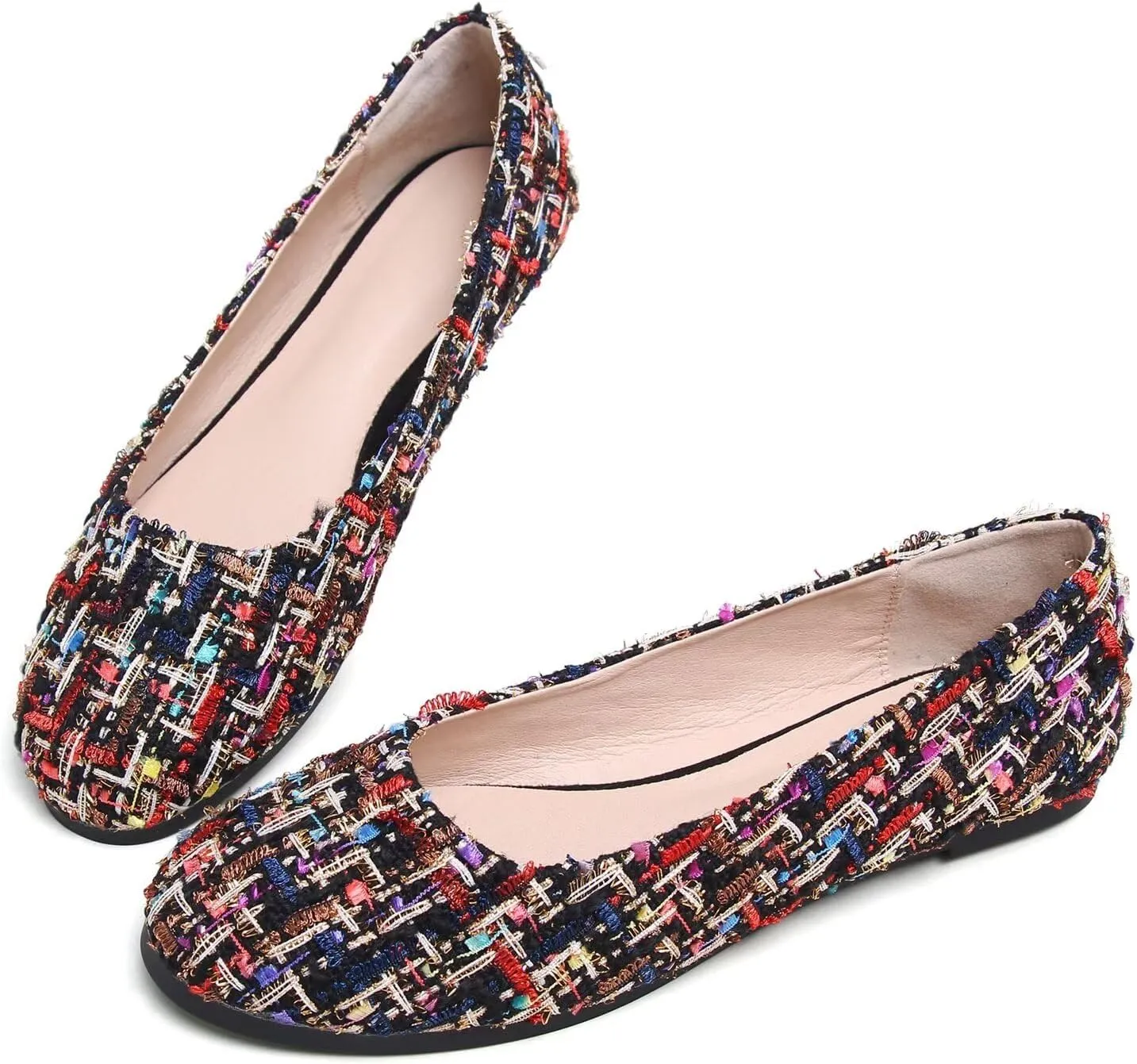 Hee grand Women Cute Slip-On Ballet Shoes Soft Solid Classic Round Toe Flats Comfort Lightweight Loafers Suede Dress Shoes