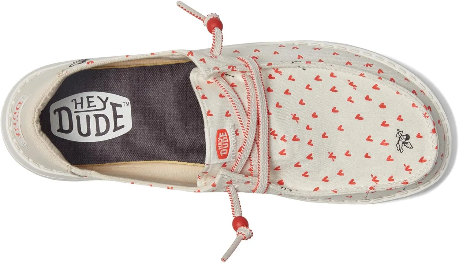Hey Dude Wendy Hearts - Loafers for Women - Textile Upper - Flex and Fold Technology - Textile Lining