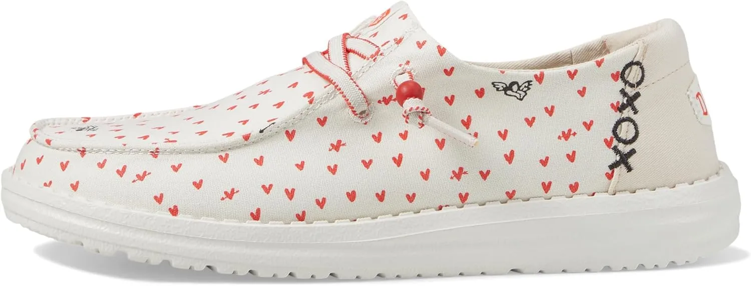 Hey Dude Wendy Hearts - Loafers for Women - Textile Upper - Flex and Fold Technology - Textile Lining