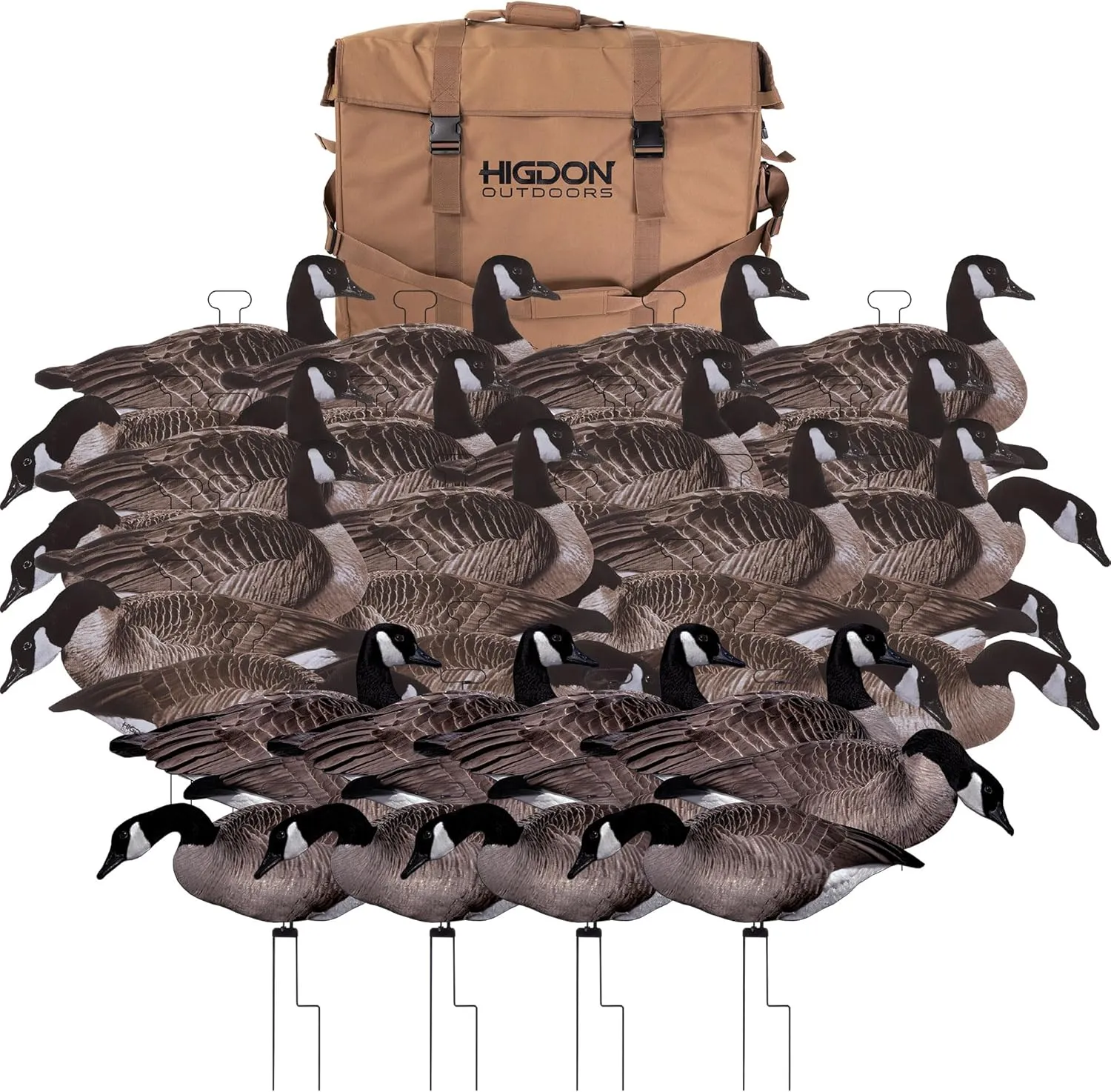 Higdon Outdoors Flats Canada Goose Motion Combo Pack | 48 Silhouette Decoys with Decoy Bag