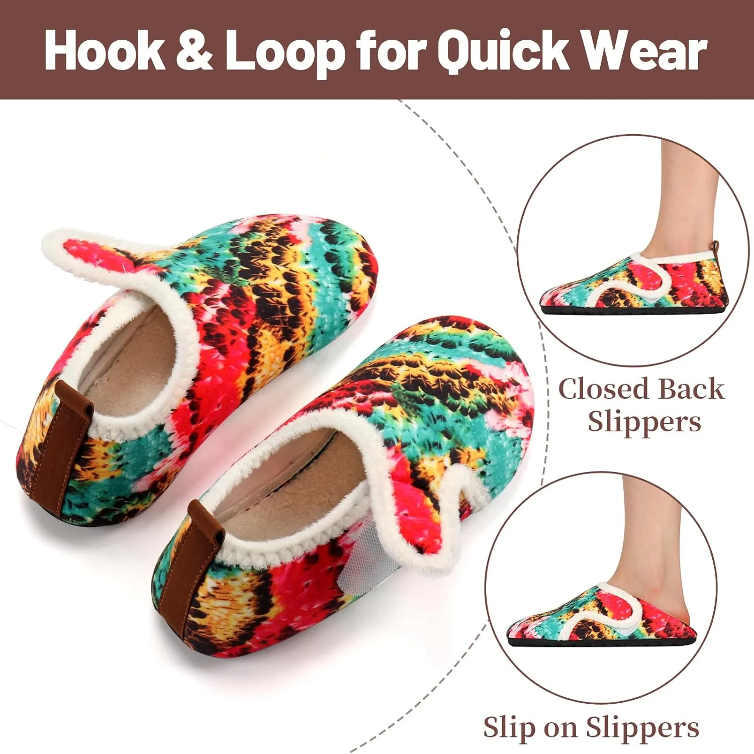 Ibeauti Womens Mens House Slippers Rubber Sole Indoor Slipper Socks Lightweight Fleece Lined Slip-on Barefoot Slippers